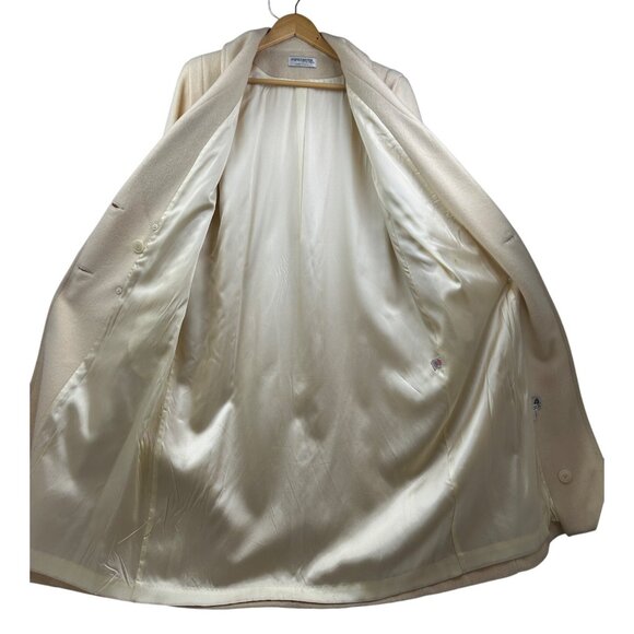 Vtg Forecaster of Boston Wool Coat Womens Size 8 Ivory Double Breasted Old Money - Picture 3 of 16